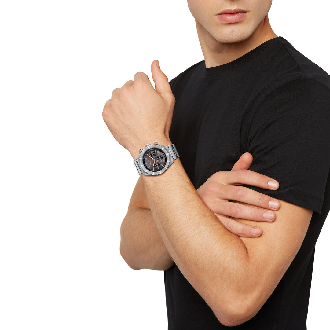 Breil B 12 H TW2023 - bracciale e cassa acciaio - quadrante grigio fumè con cronografo e datario