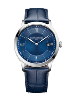Load image into Gallery viewer, Baume &amp; Mercier Classima 10878 - cassa acciaio - cinturino pelle blu - quadrante blu con datario