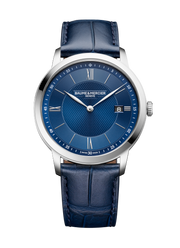 Baume & Mercier Classima 10878 - cassa acciaio - cinturino pelle blu - quadrante blu con datario
