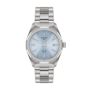 Tissot PRC 100 Solar 34mm con cassa acciaio inox oro rosa e quadrante ice blue.