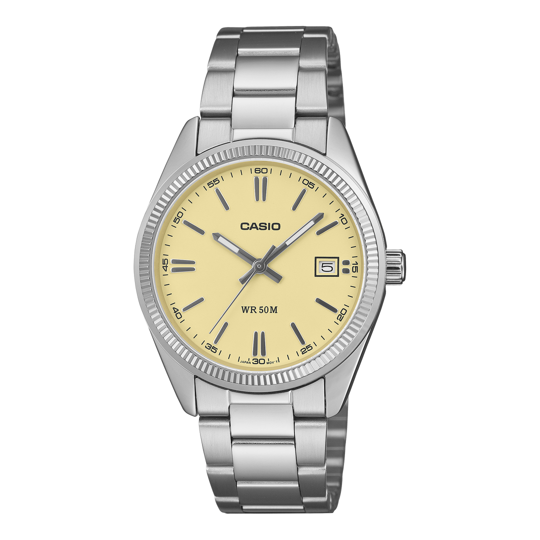 Casio UTP-1302 UTP-1302PD-9AVEF - bracciale e cassa acciaio - quadrante giallo con datario