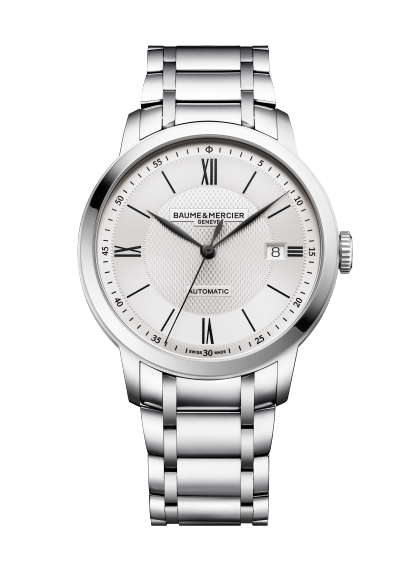 Baume & Mercier Classima 10854 - cassa e bracciale acciaio - quadrante argento con datario