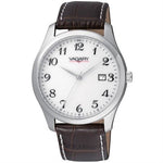 Load image into Gallery viewer, Vagary By Citizen IH5-015-10 con cassa in acciaio da 38,5 mm e cinturino in pelle nera.
