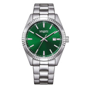 Vagary Timeless IB9-115-41 con cassa in acciaio da 39 mm e quadrante verde.
