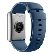 Schermata smartwatch con funzioni salute e notifiche.