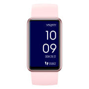 Vagary X05A-003VY con cassa in plastica nera da 27 mm e display digitale rosa.