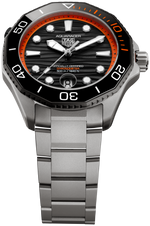 Load image into Gallery viewer, Tag Heuer Aquaracer Professional 500 Date WBP5183.BF0010 - bracciale e cassa titanio - quadrante laccato nero e arancione con datario