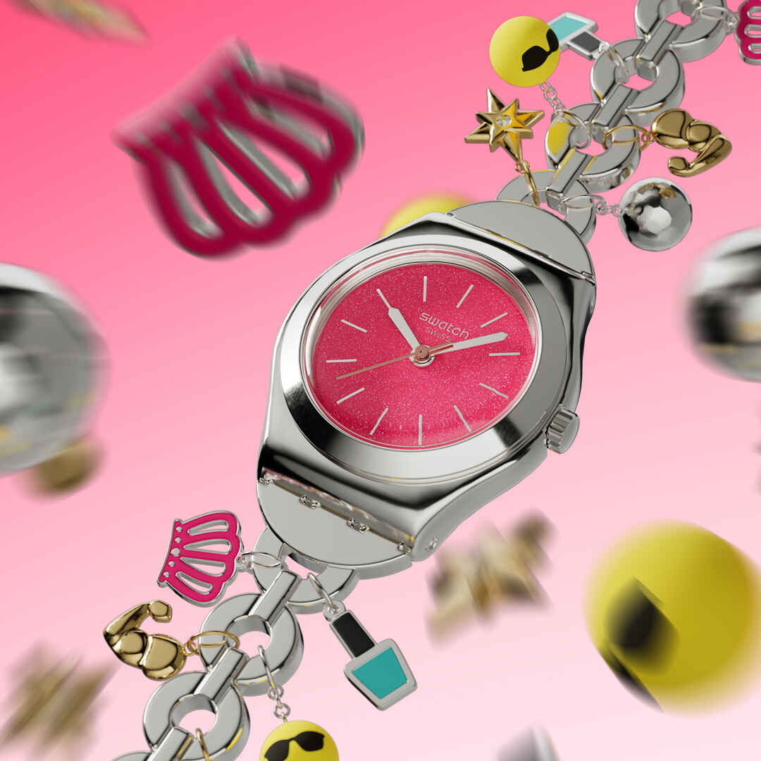 Swatch The charm of mom YSZ101G - bracciale e cassa acciaio - quadrante rosa