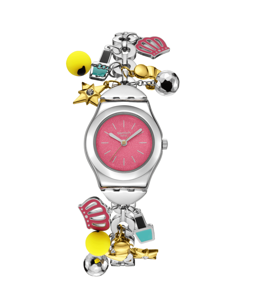 Swatch The charm of mom YSZ101G - bracciale e cassa acciaio - quadrante rosa