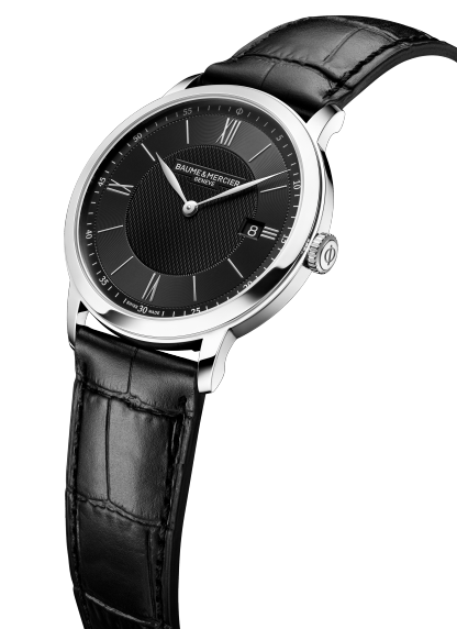 Baume & Mercier Classima 10881 - cassa acciaio - cinturino pelle nero - quadrante nero con datario