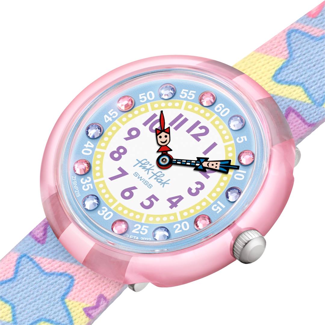 Flik Flak STAR PARTY FBNP215 - quadrante con cristalli brillanti colorati