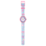 Load image into Gallery viewer, Flik Flak Garden friends FBNP253 - cassa rosa - cinturino multicolor - quadrante bianco e azzurro