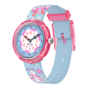 Flik Flak Garden friends FBNP253 - cassa rosa - cinturino multicolor - quadrante bianco e azzurro