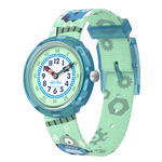 Load image into Gallery viewer, Flik Flak Beep beep beep! FBNP254 - cassa azzurra - cinturino multicolor - quadrante bianco e verde