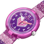 Load image into Gallery viewer, Flik Flak STRIPY GLITTER FPNP127 - cinturino glitterato e quadrante con cuore rosa