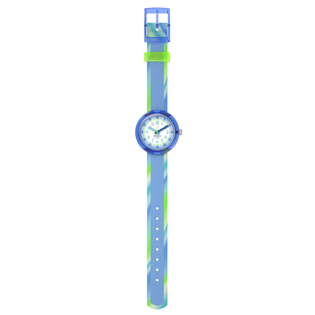 Flik Flak Flip it blue! FPNP184 - cassa blu - cinturino verde e azzurro  quadrante bianco e azzurro