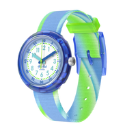 Flik Flak Flip it blue! FPNP184 - cassa blu - cinturino verde e azzurro  quadrante bianco e azzurro