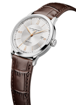 Load image into Gallery viewer, Baume &amp; Mercier Classima 10853 - cassa acciaio - cinturino pelle marrone - quadrante argento con datario