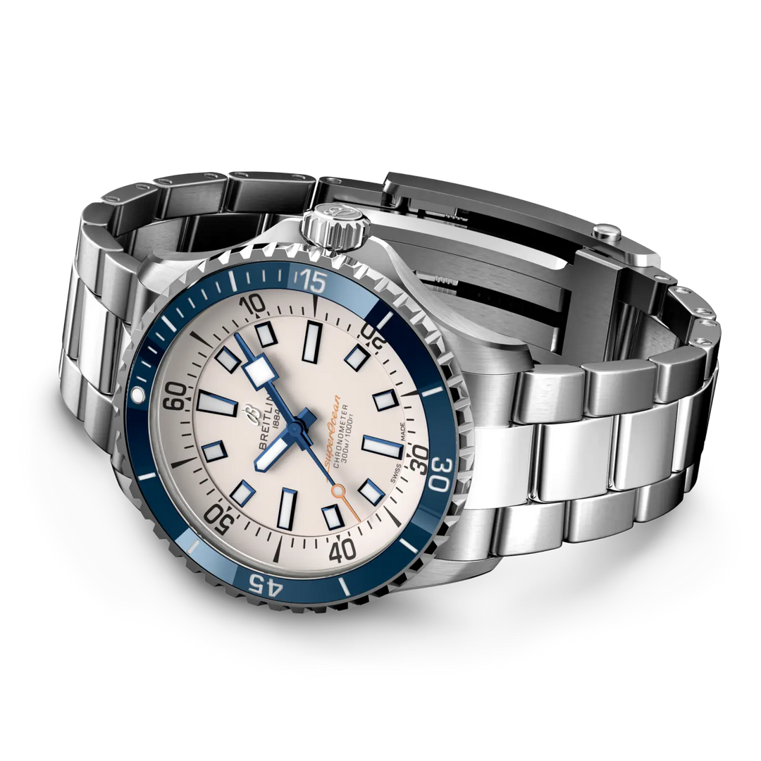 Breitling Superocean Automatic 42 A17375E71G1A1 - cassa e bracciale in acciaio - quadrante bianco