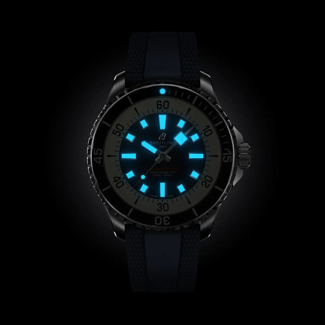 Breitling Superocean Automatic 44 A17376211C1S1 - cassa acciaio - cinturino caucciù blu - quadrante bianco/blu