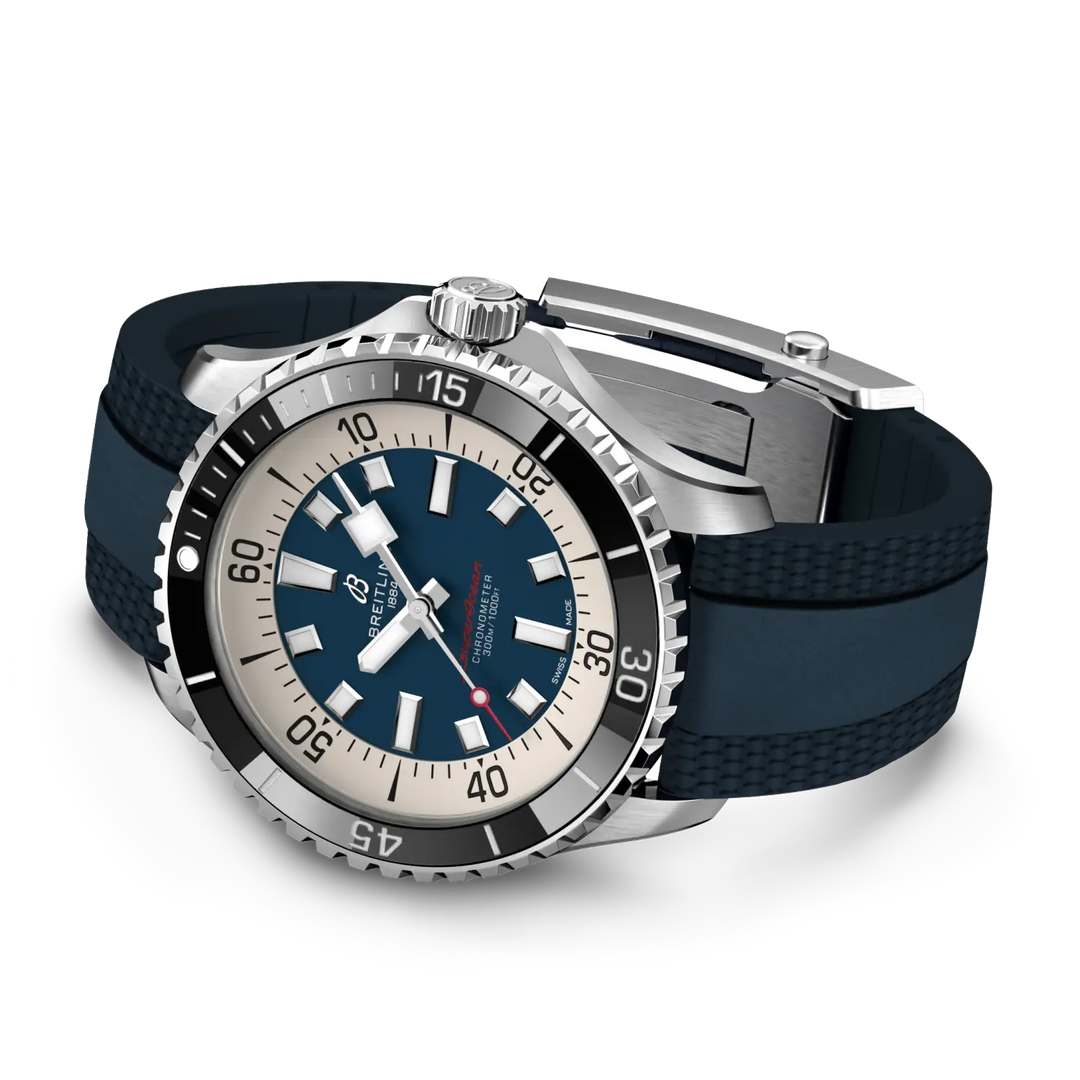Breitling Superocean Automatic 44 A17376211C1S1 - cassa acciaio - cinturino caucciù blu - quadrante bianco/blu