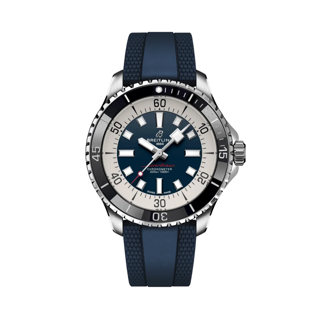 Breitling Superocean Automatic 44 A17376211C1S1 - cassa acciaio - cinturino caucciù blu - quadrante bianco/blu