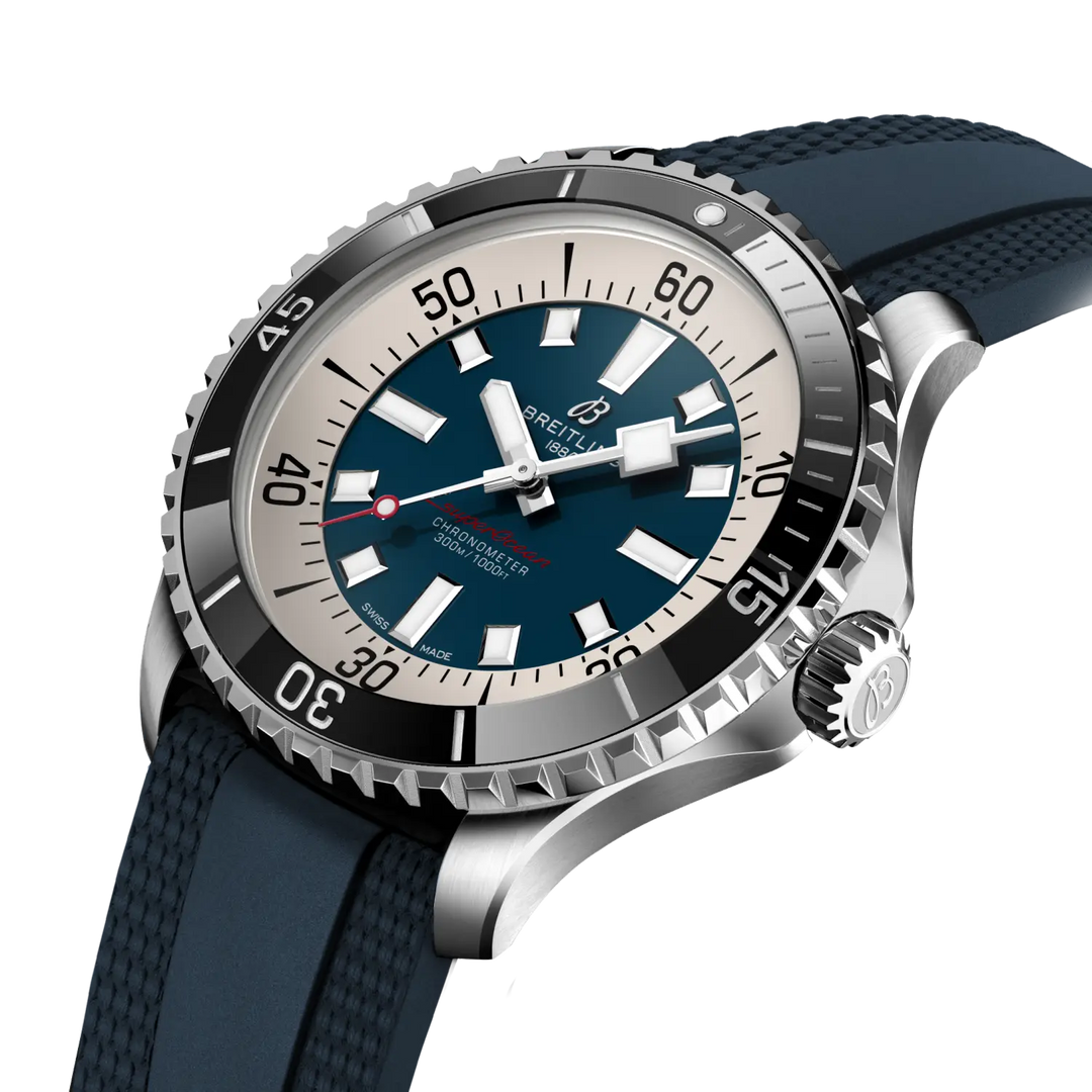 Breitling Superocean Automatic 44 A17376211C1S1 - cassa acciaio - cinturino caucciù blu - quadrante bianco/blu