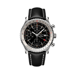 Load image into Gallery viewer, Breitling Navitimer Chronograph GMT 46 A24322121B2X1 - cassa acciaio - cinturino nero in pelle - quadrante nero  - GMT - cronografo - datario
