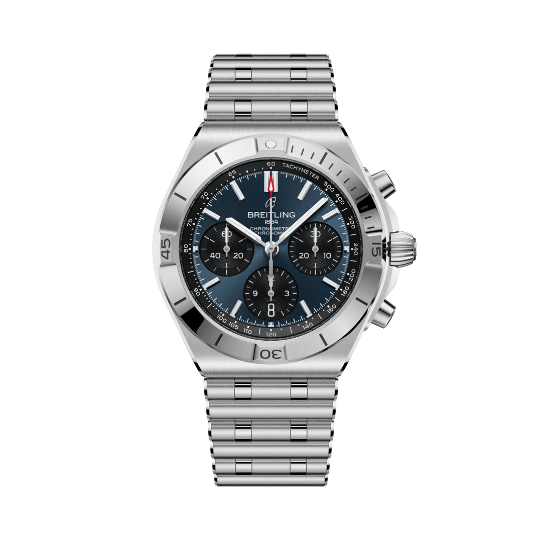 Breitling Chronomat B01 Chronograph 42 AB0158101C1A1 - bracciale e cassa acciaio - quadrante blu con cronografo e datario