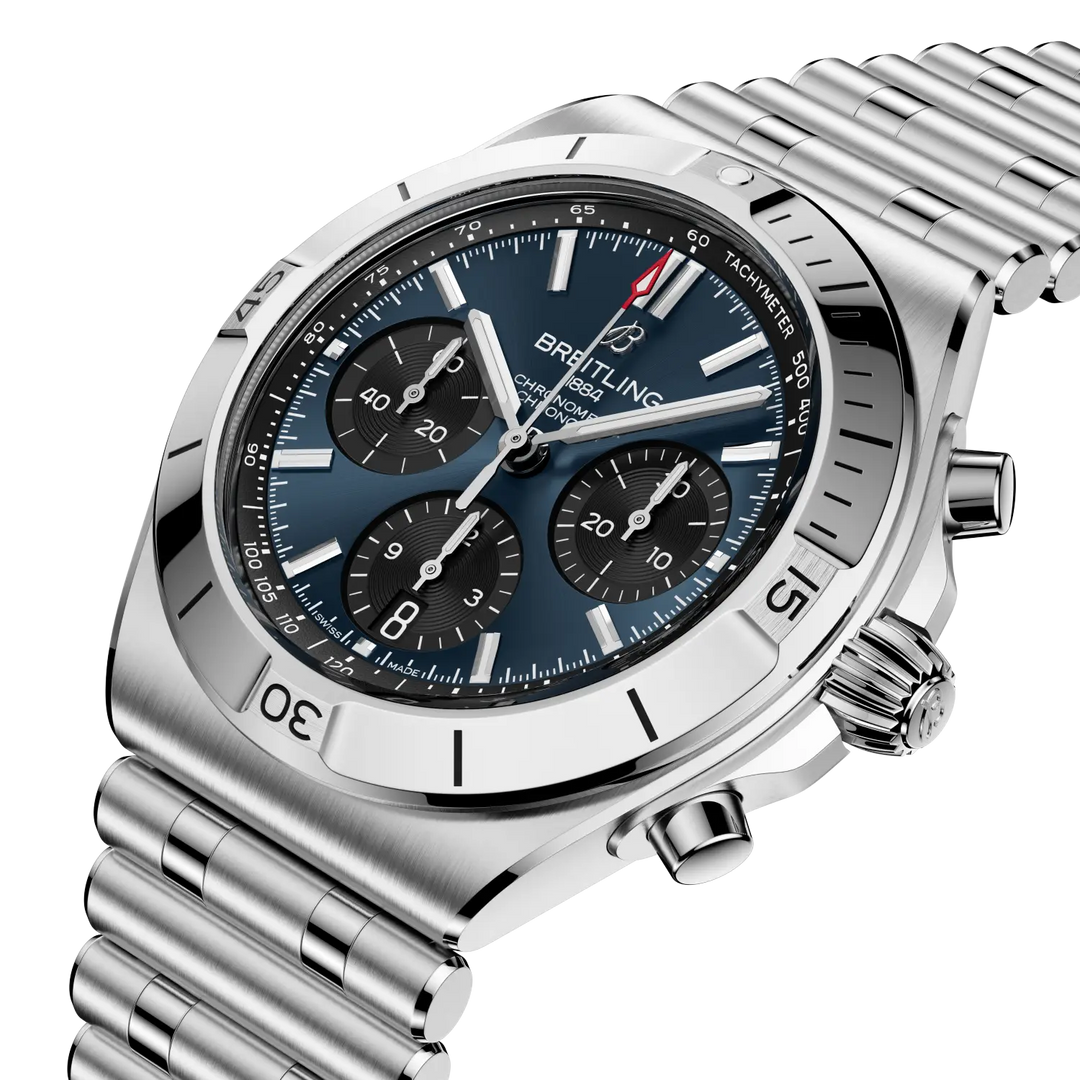 Breitling Chronomat B01 Chronograph 42 AB0158101C1A1 - bracciale e cassa acciaio - quadrante blu con cronografo e datario