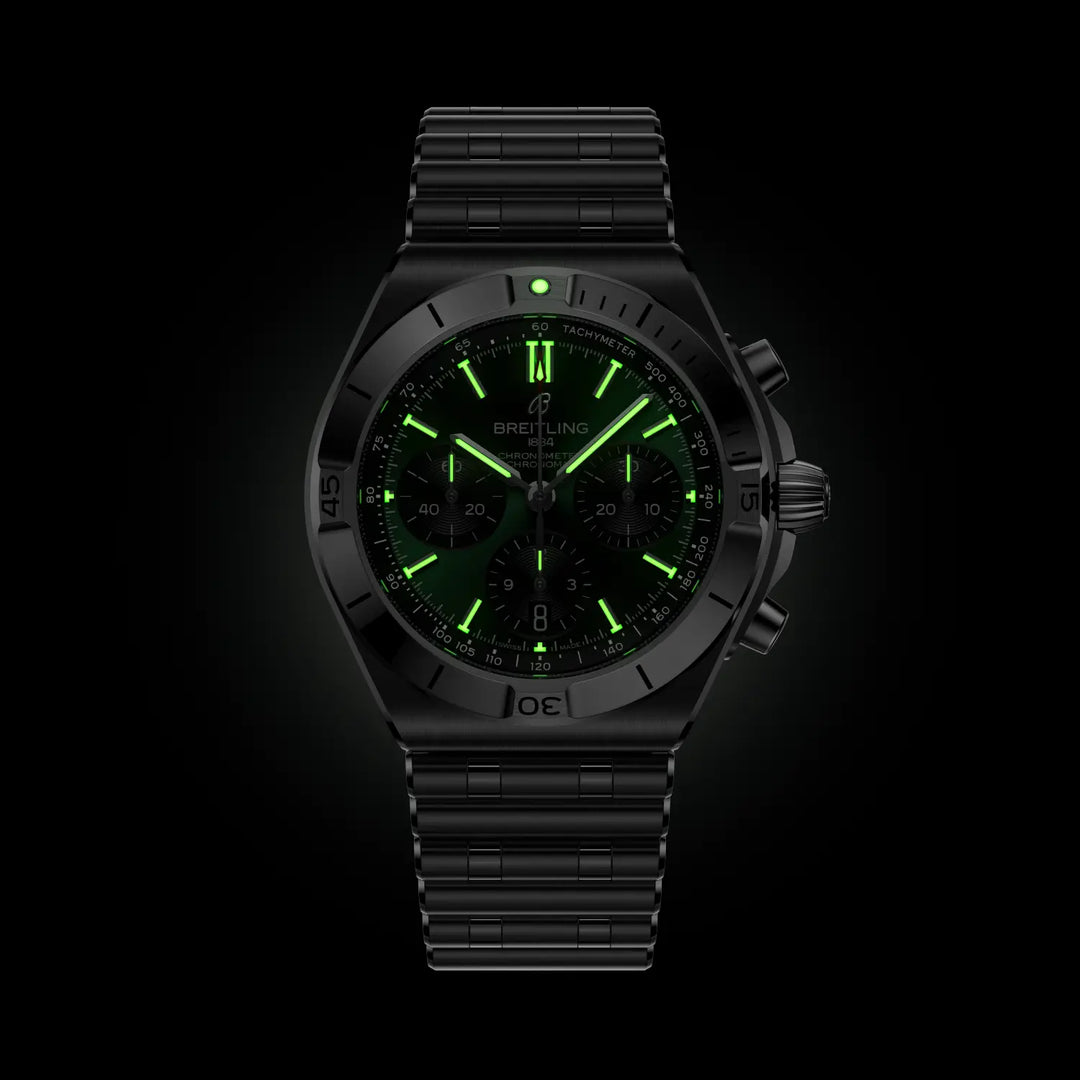 Breitling Chronomat B01 Chronograph 42 AB0158101L1A1 - bracciale e cassa acciaio - quadrante verde con cronografo e datario