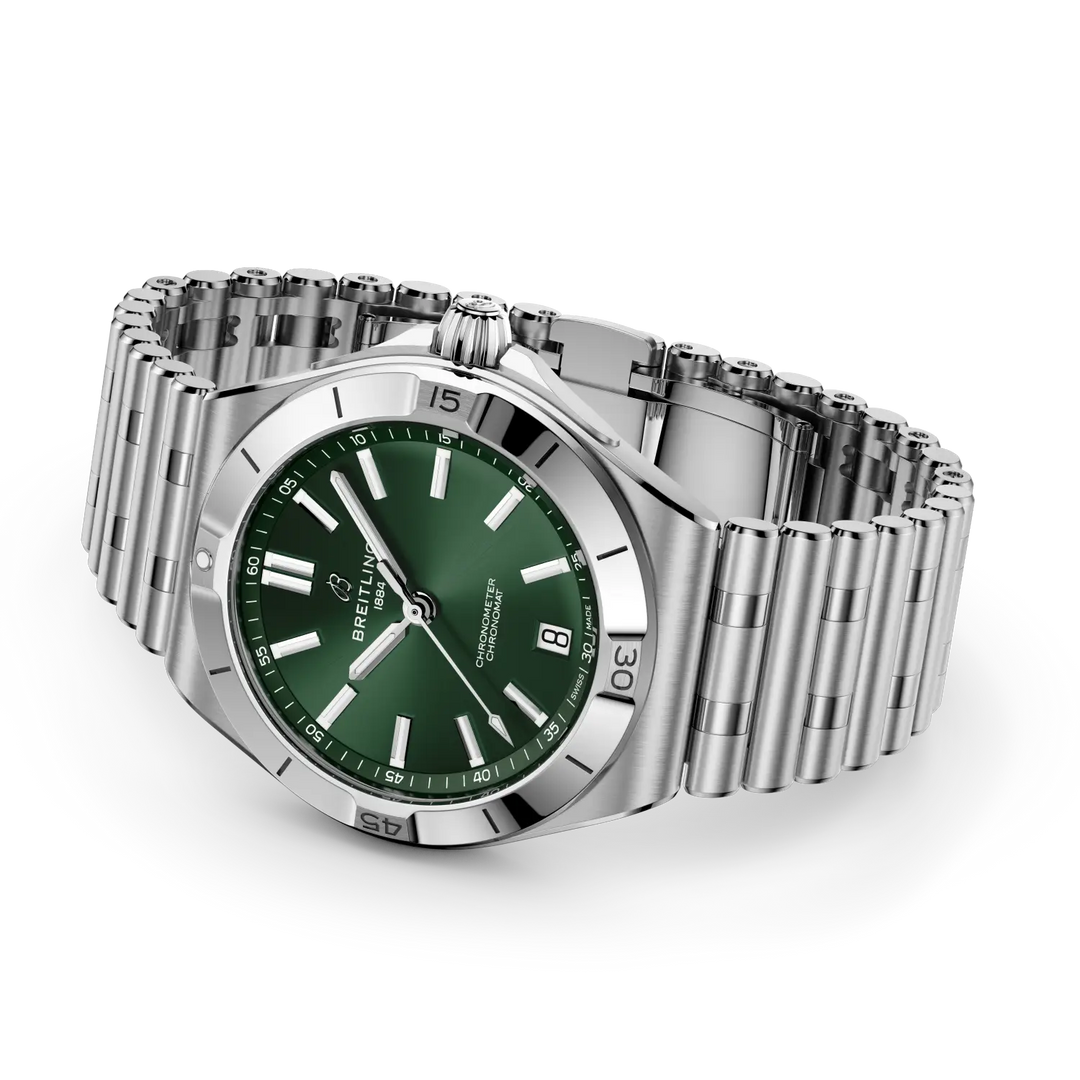 Breitling Chronomat B31 Automatic 40 AB3114101L1A1 - bracciale e cassa acciaio - quadrante verde con datario