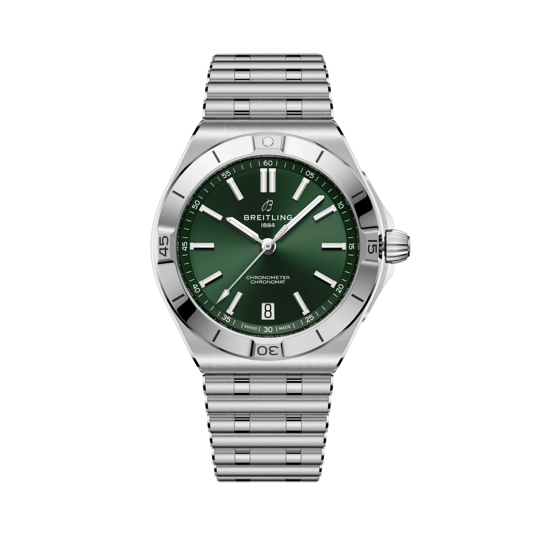 Breitling Chronomat B31 Automatic 40 AB3114101L1A1 - bracciale e cassa acciaio - quadrante verde con datario