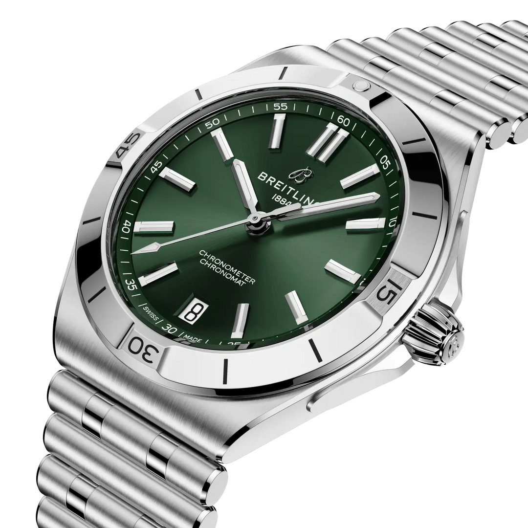 Breitling Chronomat B31 Automatic 40 AB3114101L1A1 - bracciale e cassa acciaio - quadrante verde con datario