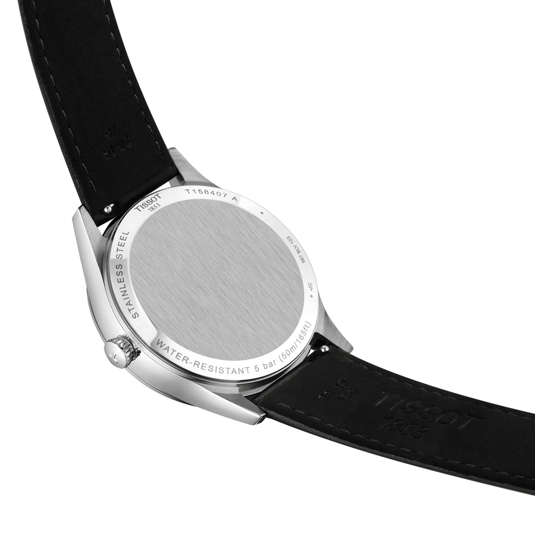 Tissot Classic Dream 40mm T158.407.16.041.00 - cinturino nero pelle - cassa acciaio - quadrante blu con datario