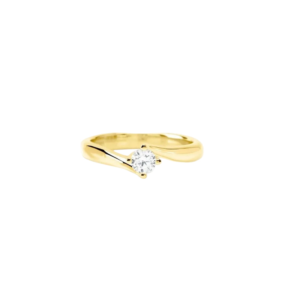 Anello Dorato con Diamante Lab-Grown