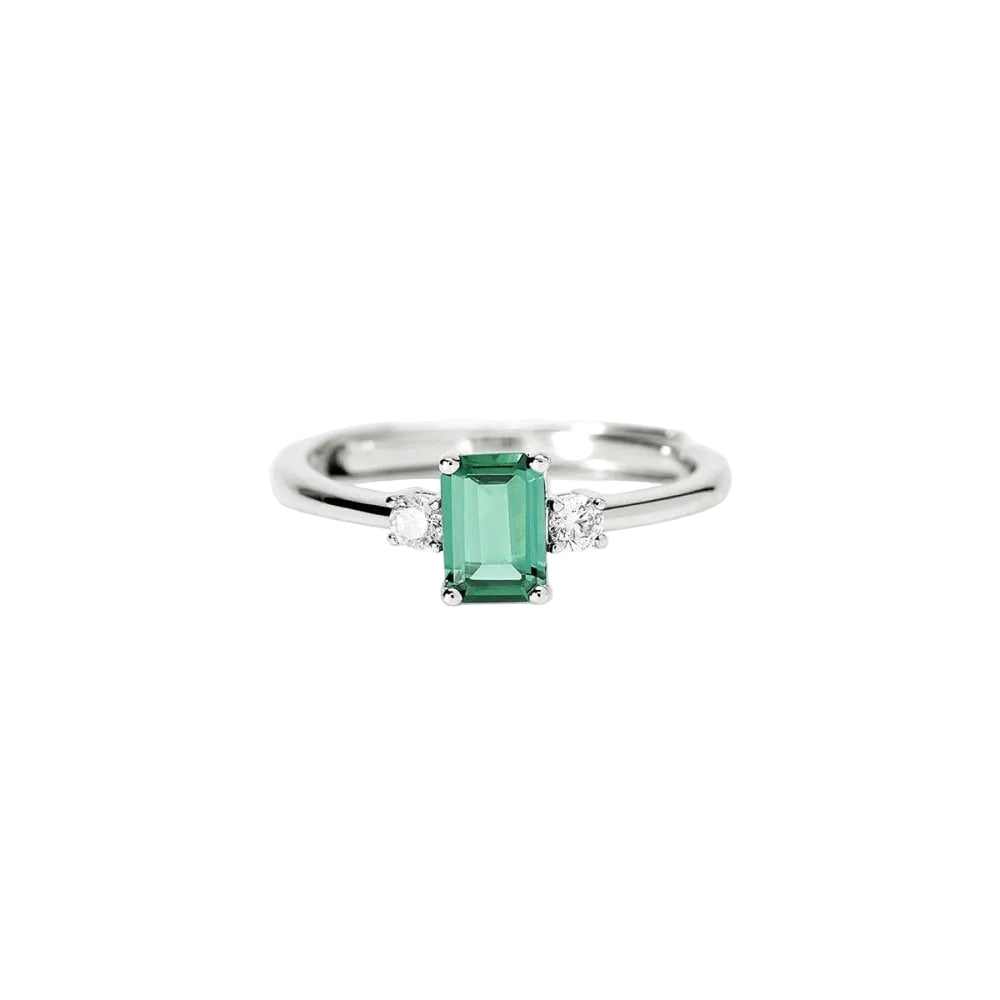 Anello con Smeraldo e Diamante Lab-Grown