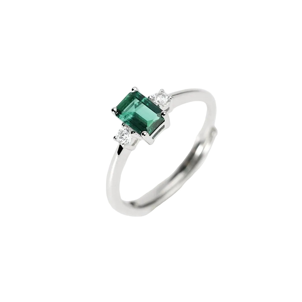 Anello con Smeraldo e Diamante Lab-Grown