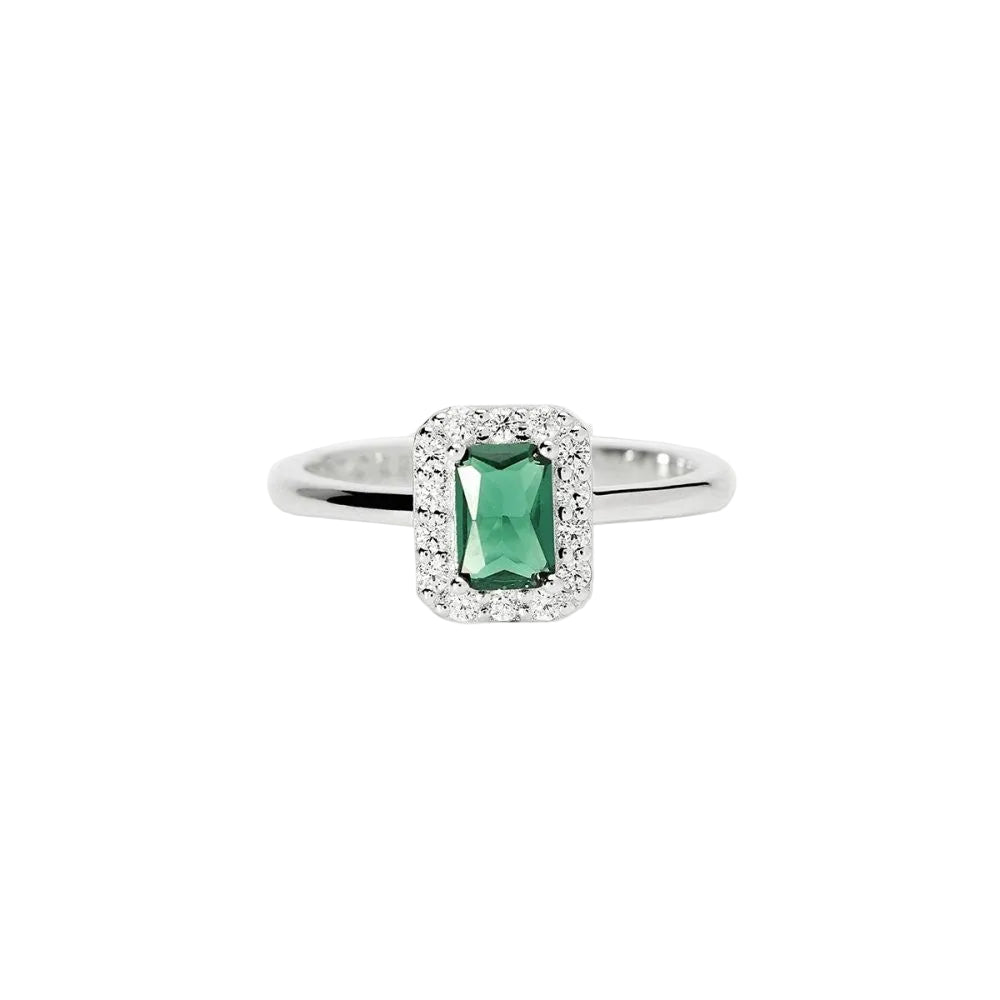 Anello con Smeraldo e Diamante Lab-Grown
