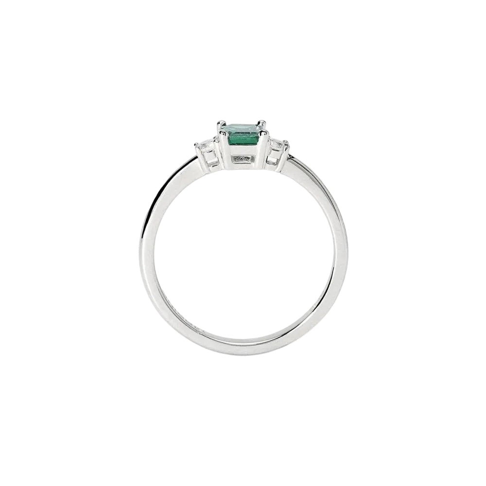 Anello con Smeraldo e Diamante Lab-Grown