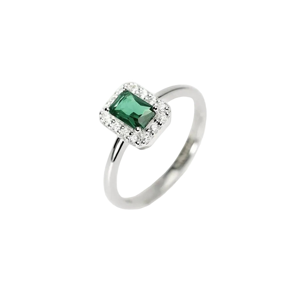 Anello con Smeraldo e Diamante Lab-Grown