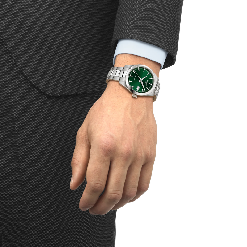 Tissot Gentleman 38mm T165.807.11.091.00 - bracciale e cassa acciaio - quadrante verde con datario