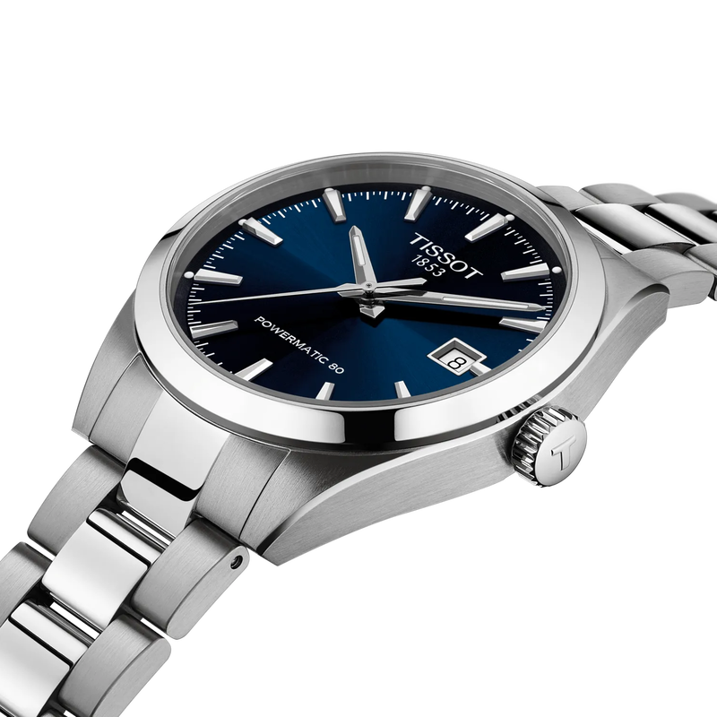 Tissot Gentleman 38mm T165.807.11.041.00 - bracciale e cassa acciaio - quadrante blu con datario