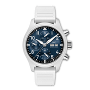 IWC Pilot’s Watch Chronograph 41 Le Petit Prince IW389410 - cinturino gomma bianca - cassa ceramica bianca - quadrante blu con cronografo e datario