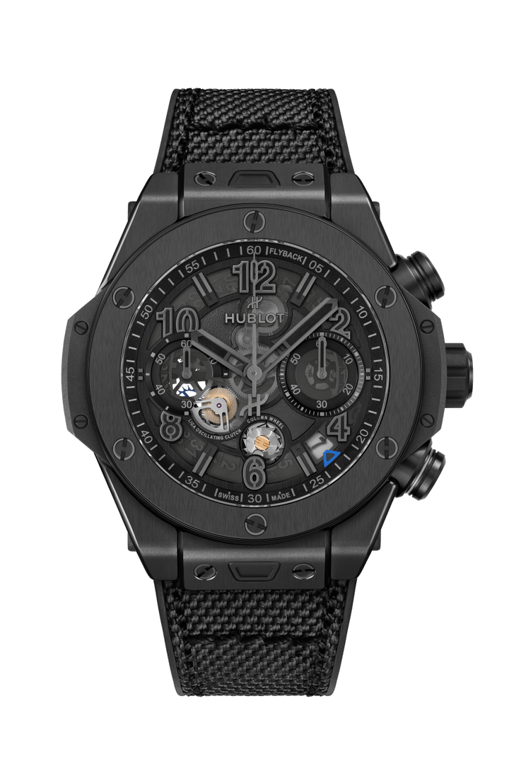 Hublot Big Bang Reloaded All Black 421.CX.1140.NR.RLD - cassa ceramica nera - cinturino gomma e tessuto nero - quadrante scheletrato