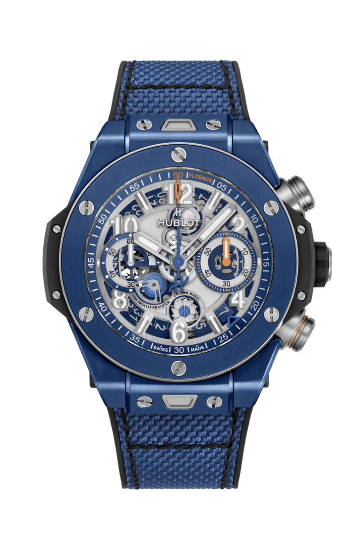 Hublot Big Bang Reloaded Blue Ceramic 421.EX.5129.NR.RLD - cassa ceramica blu - cinturino gomma e tessuto blu - quadrante scheletrato