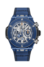 Hublot Big Bang Reloaded Blue Ceramic 421.EX.5129.NR.RLD - cassa ceramica blu - cinturino gomma e tessuto blu - quadrante scheletrato