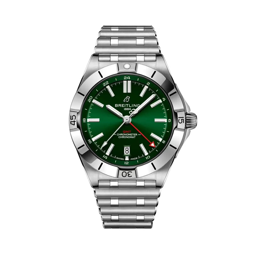 Breitling Chronomat Automatic GMT 40 A32398101L1A1 - bracciale e cassa acciaio - quadrante verde con GMT e datario