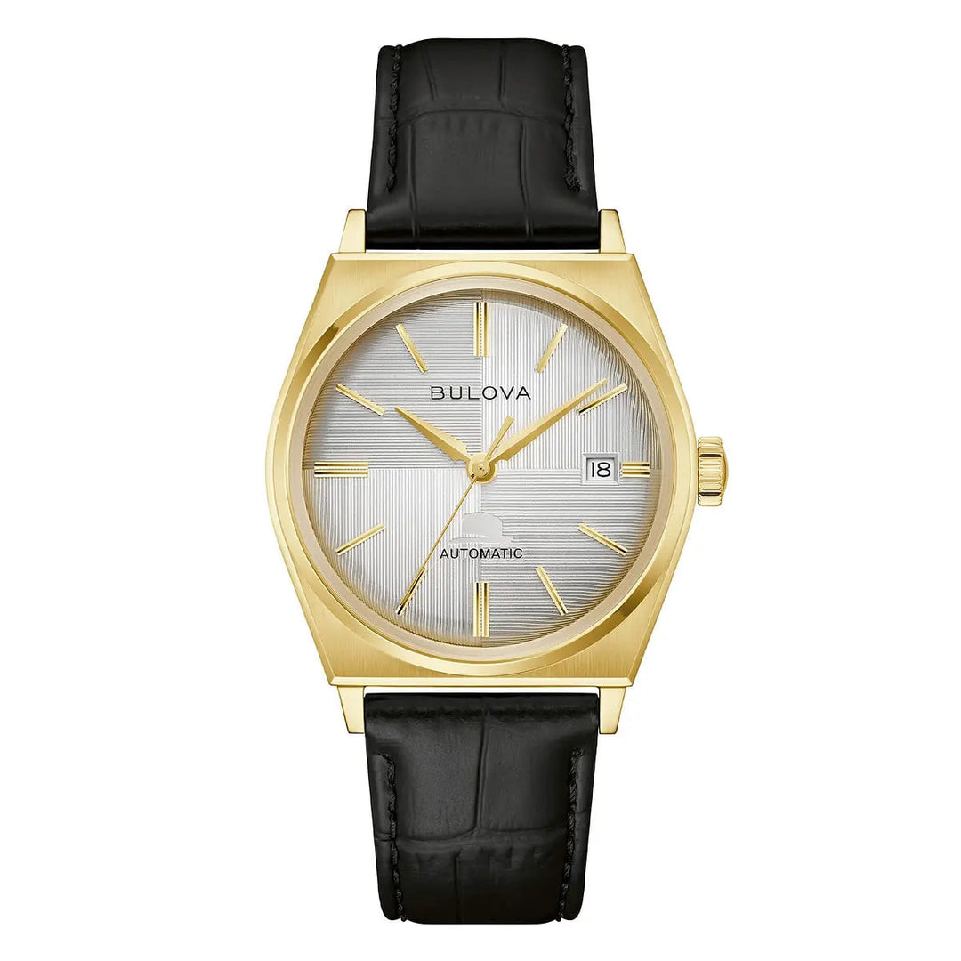 Bulova Frank Sinatra 97B243 - cassa acciaio dorato - cinturino pelle nero - quadrante grigio con datario