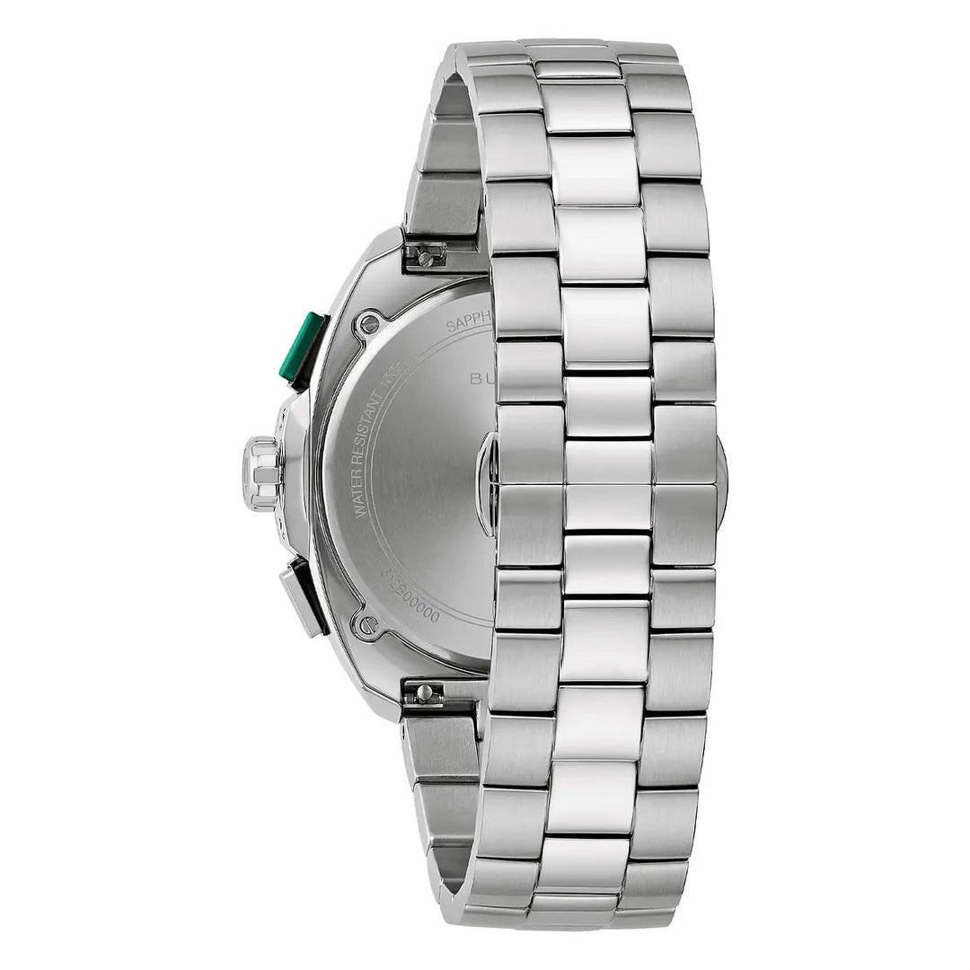 Bulova Racer 98B468 - cassa e bracciale acciaio - quadrante verde con cronografo e datario